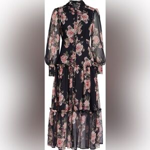 Bardot Floral Print Long Sleeve Chiffon Dress size 6